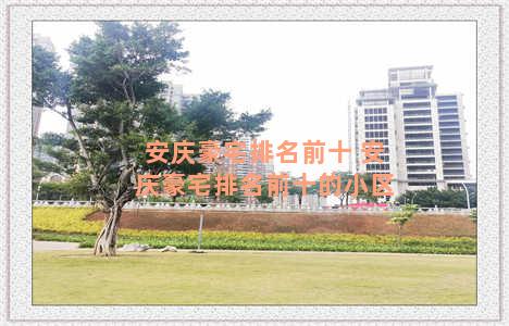 安庆豪宅排名前十 安庆豪宅排名前十的小区